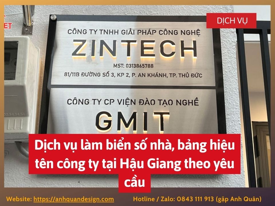 Dịch vụ làm biển số nhà, bảng hiệu tên công ty tại Hậu Giang theo yêu cầu